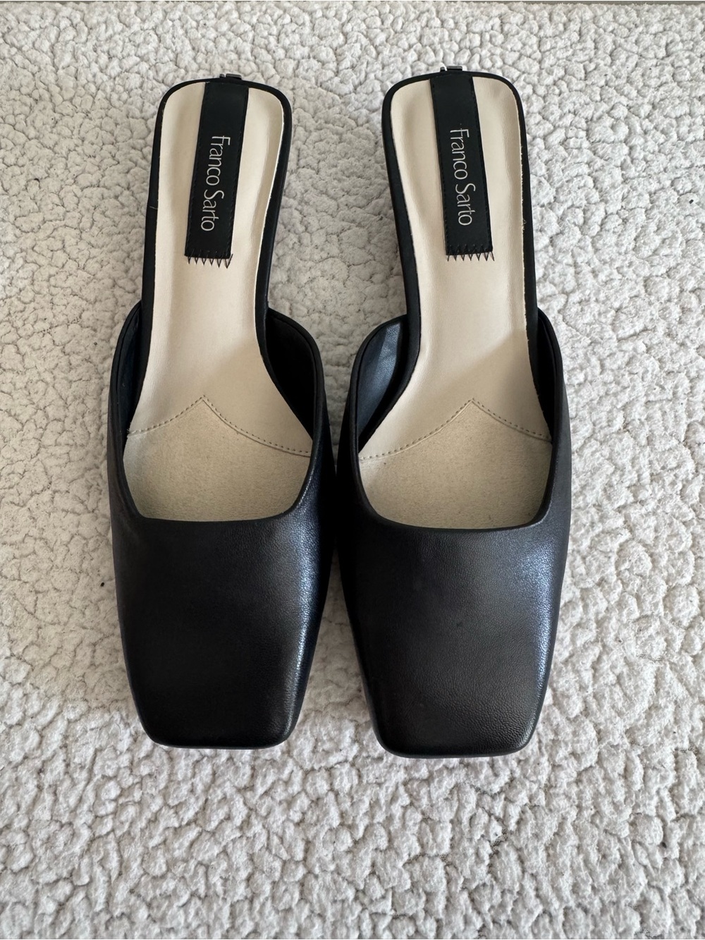 Franco Sarto Nicola Black Leather Mules Size 7